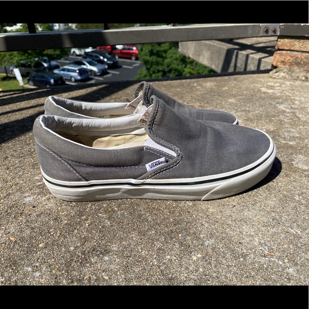 Gray slip-on vans
